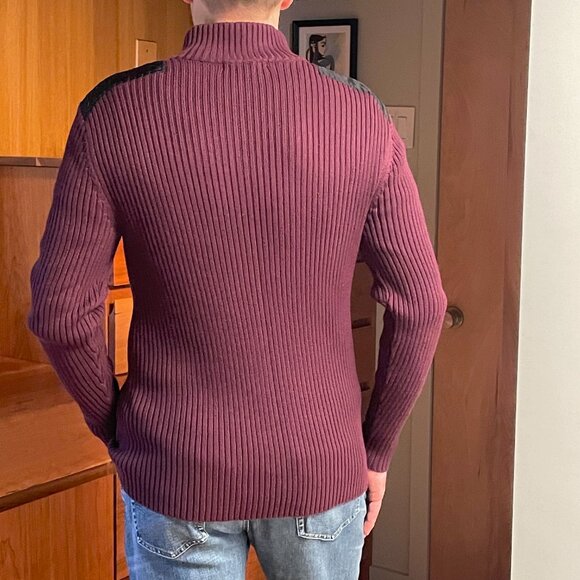 Karl Lagerfeld Ribbed Quarter Zip Sweater Medium - Picture 4 of 10
